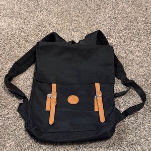 Straight Down Premium Goods Stylish Black and Tan Men's Backpack